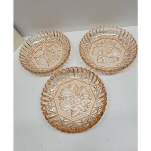 Pink Depression Glass Bowls Federal Glass Pioneer Fruit Design 5.25" Set of 3